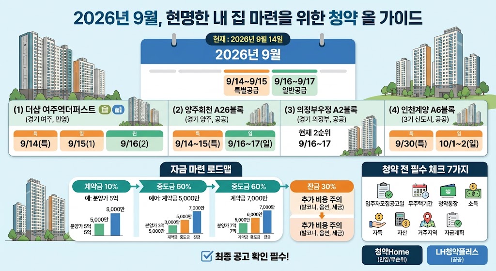 2026년 9월 청약 일정 총정리 / 신청자격부터 필요한 현금.청약통장.특별공급까지